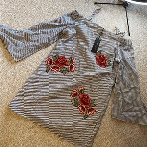 Striped Embroidered Dress